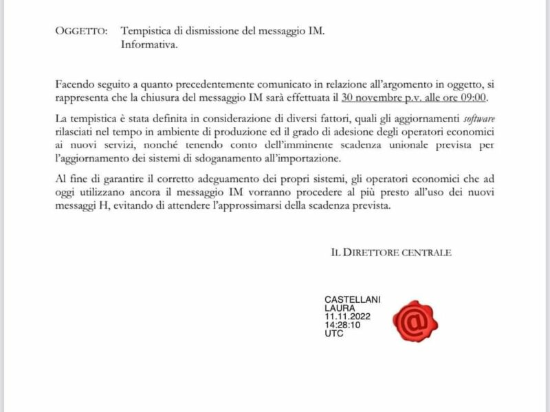 Discontinuation of the IM message